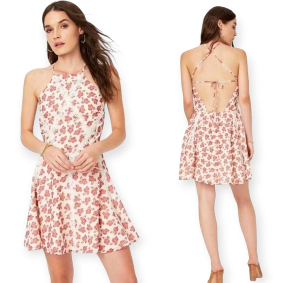 Tularosa Floral Lace Mini Dress Cream Orange Medium - Picture 1 of 12